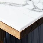 Gold Rectangular Sintered Stone tabletop;Metal Console Table - Image 2