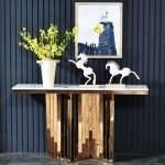 Gold Rectangular Sintered Stone tabletop;Metal Console Table