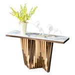 Gold Rectangular Sintered Stone tabletop;Metal Console Table - Image 5