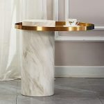 LUOYONG Living Room Office Marble Side Table Metal Coffee Table Side Table Bedside Table, Bedroom (Color : Model Two)