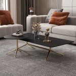 Hebena Modern Coffee Table,Faux Marble Top Rectangular Coffee Table with Golden Metal Frame,Living Room Coffee Table Living Room Centre Table (Color : White, Size : 120x60x42cm)