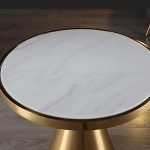 Marble Coffee Table, Round Coffee Table, Sofa Side Table, Metal Base, Stainless Steel Gilded Frame, Suitable for Home Decoration, Living Room, Bedroom, Balcony - Image 4