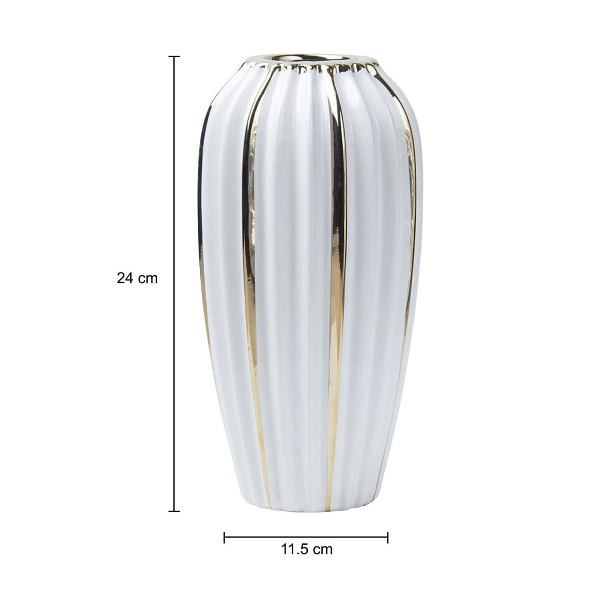 Market99 Grey Ceramic Vase - Ribbed Design, Flower Holder | Vase for Flower Pot, Gift, Home Decor, Bedroom, Office, Living Room, Aesthetic - Image 4