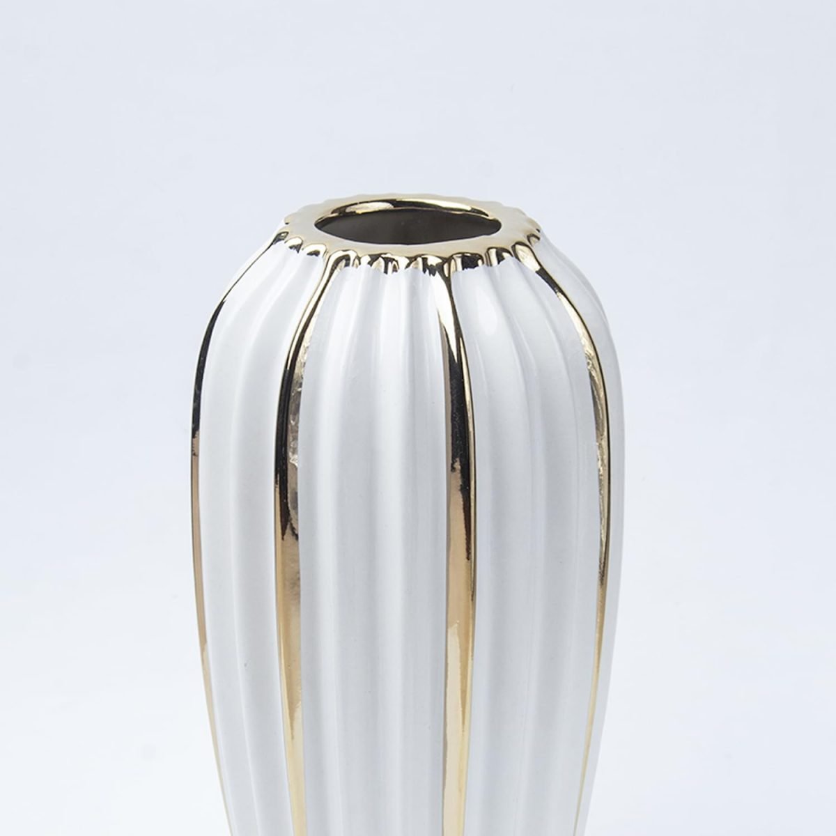 Market99 Grey Ceramic Vase - Ribbed Design, Flower Holder | Vase for Flower Pot, Gift, Home Decor, Bedroom, Office, Living Room, Aesthetic - Image 2
