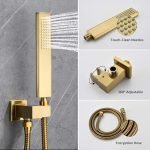 IRIBER Champagne Bronze Rain Shower System with 3 Function Waterfall Spout Gold Shower Faucet Set Includes 12" Shower Head and Brushed Brass Shower Trim Kit (Valve Included) - Image 4