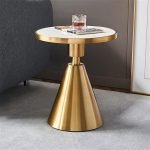 Marble Coffee Table, Round Coffee Table, Sofa Side Table, Metal Base, Stainless Steel Gilded Frame, Suitable for Home Decoration, Living Room, Bedroom, Balcony