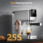 Espresso Machine, 20 Bar Espresso Maker Milk Frother & LCD Panel, Hot & Iced Coffee Machine, Stainless Steel Espresso Coffee Machine with 41oz Water Tank for Cappuccino, Latte - Image 2