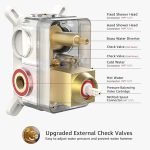 IRIBER Champagne Bronze Rain Shower System with 3 Function Waterfall Spout Gold Shower Faucet Set Includes 12" Shower Head and Brushed Brass Shower Trim Kit (Valve Included) - Image 2
