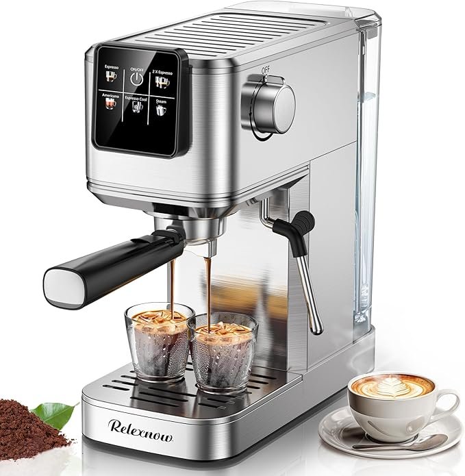 71gXwyMdGgL._AC_SX679_ Espresso Machine, 20 Bar Espresso Maker Milk Frother & LCD Panel, Hot & Iced Coffee Machine, Stainless Steel Espresso Coffee Machine with 41oz Water Tank for Cappuccino, Latte - Image 1