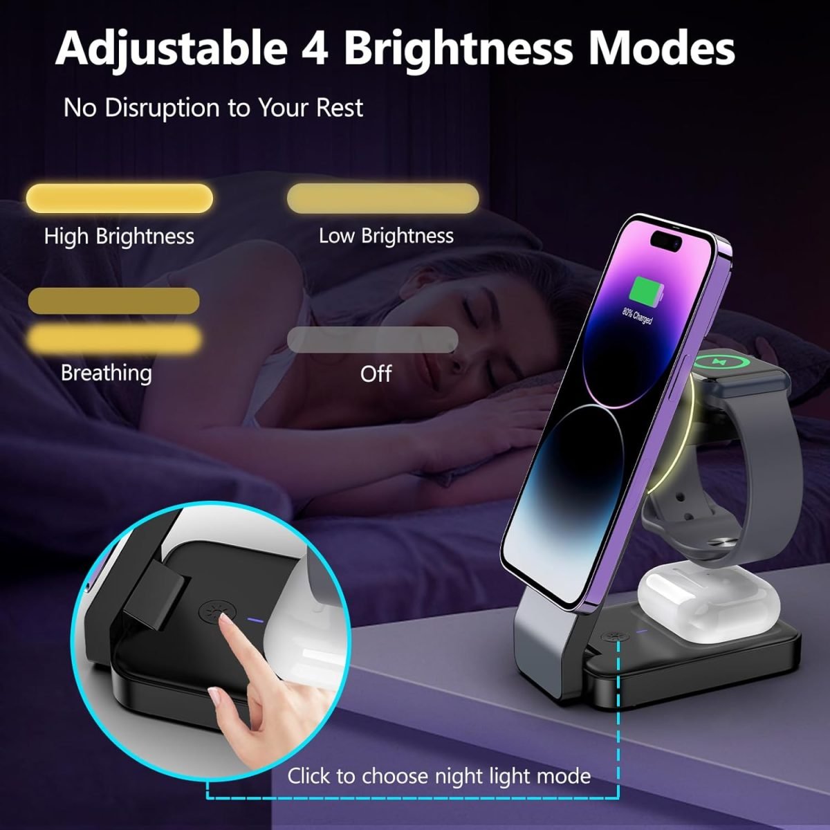 Mag safe Charger Stand 3 in 1, 15W Mag safe Charging Stand Foldable for iPhone 15 Pro Max/14/13, Magnetic Portable Charger Travel for Apple Watch Series 8, Apple Wireless Charger for Airpods pro 2nd - Image 5
