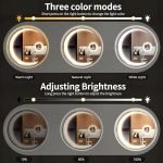 Round Bathroom Mirror with Led Lights, 600mm lluminated Wall Mounted Vanity Mirror with Demister with Demister Bathroom led Mirror with Touch Switch Dimmable IP54 Rated Waterproof - Image 4