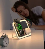 KC QI2 Magnet Cell Phone Charging 3 In 1 Portable Wireless Desktop Charger Station With Makeup Mirror in Led Light - Image 4