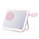 KC QI2 Magnet Cell Phone Charging 3 In 1 Portable Wireless Desktop Charger Station With Makeup Mirror in Led Light - Image 5