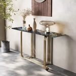 Foshan Living Room Furniture Supplier Metal Modern Marble Hallway Console Table - Image 5