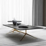 Hebena Modern Coffee Table,Faux Marble Top Rectangular Coffee Table with Golden Metal Frame,Living Room Coffee Table Living Room Centre Table (Color : White, Size : 120x60x42cm) - Image 4