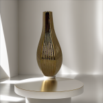 Ceramic Gold Vase for Flowers Bud Vase Geometrical Design Reed Diffuser Bottle for Home Office Table Decorative - Image 2