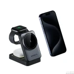 2025 Upgraded 3-in-1 Wireless Charger for iPhone,Travel Magnetic Charger Stand Nightlight Foldable Wireless Charging Station Compatible with Magsafe Charger&iPhone 16/15/14/13/12,Apple Watch&AirPods