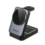 2025 Upgraded 3-in-1 Wireless Charger for iPhone,Travel Magnetic Charger Stand Nightlight Foldable Wireless Charging Station Compatible with Magsafe Charger&iPhone 16/15/14/13/12,Apple Watch&AirPods - Image 3