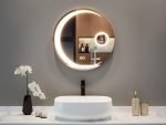 Round Bathroom Mirror with Led Lights, 600mm lluminated Wall Mounted Vanity Mirror with Demister with Demister Bathroom led Mirror with Touch Switch Dimmable IP54 Rated Waterproof