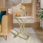 Side Table Small Coffee Table with Metal Frame