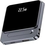 Click to enlarge the image EGEN PD 22.5w Magnetic Power Bank 10000mah, Metal 15w Wireless Fast Charger, Mag-safe Portable External Battery, Compatible for iPhone14 13 12/13 12 Mini/Pro/Max/14 Plus (10000mAh, Gray)