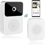 Smart Video Doorbell Camera Wireless WiFi Video Doorbell with Chime, Home Intercom HD Night Vision, Free Cloud Storage, Two-Way Audio, Smart Doorbell 2.4Ghz WiFi for Home Apartment Hospital Office