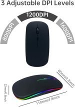 Monster KM3 LED Wireless Mouse Bluetooth Mouse,Rechargable LED Dual Modes (Bluetooth5.2+2.4G) Silent Slim Portable Optical Office Mouse with 3 Adjustable DPI for MacBook,Chromebook,Laptop,PC,Desktop,ipad,Mac - Image 6