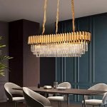 K9 Crystal Light,Modern Crystal Chandeliers,for Dining Room Bedroom Living Room,Living Room Light,E14 Atmosphere Northern Europe Simple Chandelier,Ceiling Light-Black and Gold 100 * 30 * 30c HGCHH