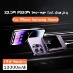 Click to enlarge the image EGEN PD 22.5w Magnetic Power Bank 10000mah, Metal 15w Wireless Fast Charger, Mag-safe Portable External Battery, Compatible for iPhone14 13 12/13 12 Mini/Pro/Max/14 Plus (10000mAh, Gray) - Image 4