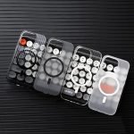 Corrugated Pattern Magnetic Wireless Charge Case For iPhone 15 14 13 Pro Max Transparent Hard PC Cover,For iPhone 14 PRO MAX,Matte Transparent - Image 3