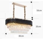 ectangle K9 Crystal Chandelier Lighting 3-Tier Gold Rectangular Pendant Light Fixture 8-Lights Modern Linear Chandelier Fixture for Dining Room Living Room-Gold 80cm [Energy Class A++] - Image 4