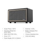 ZAKK Woodstock Bluetooth Wireless Portable Speaker Built-in Subwoofer - Image 3
