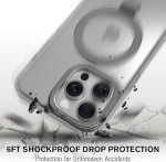 VENA Magnetic Ring Case for iPhone 15 Pro Max (6.7”) [Compatible with Magsafe] with Sturdy Stand, Drop Protection, Shockproof Translucent Back Slim Protective Phone Case - Translucent/White - Image 3