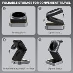 3 in 1 Magnetic Wireless Charging Station Portable Foldable Charging Stand Compact 3 in 1 Travel Charger 15W for iPhone 12-16 Series 2.5W for Apple Watch 5W for AirPods - Image 3