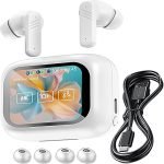 Luckxing Wireless Earbuds | Sports Cordless Earphones | Wireless Headphones with Color Screen Touch Control, In-ear Earphone with Wireless Charging Case
