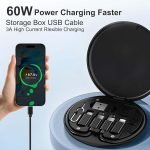 Like Star® All in One 60W USB Fast Charging Travel Data Cable Set Type C, Lightening and Micro USB Port Inbuilt Mobile Stand Compatible with iPhone, iPad, Samsung, RealMe & All Other Android Phones