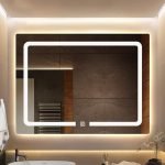 Horizontal LED Bathroom Silvered Vanity Mirror with Touch Button,IP54 Waterproof Power White Light/Warm Light Make-up Mirror - Image 4