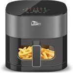 Uten Dual Blaze Air Fryer 5.5L Visual Window, Color Screen, 14 Pre Menus, Delayed Start, Stainless Oil Net, 2 Fast Heaters Independently Controllable, No Flip Food, Oil Free, Enery Save, Fast Cooking
