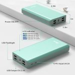 BONAI Portable Charger, 30000mAh Capacity External Battery Pack with Flashlight & 4-USB Outputs & Dual Inputs & 2 8-Pin Cables, Power Bank Fast Charging for iPhone Android Phone iPad etc-Green - Image 4