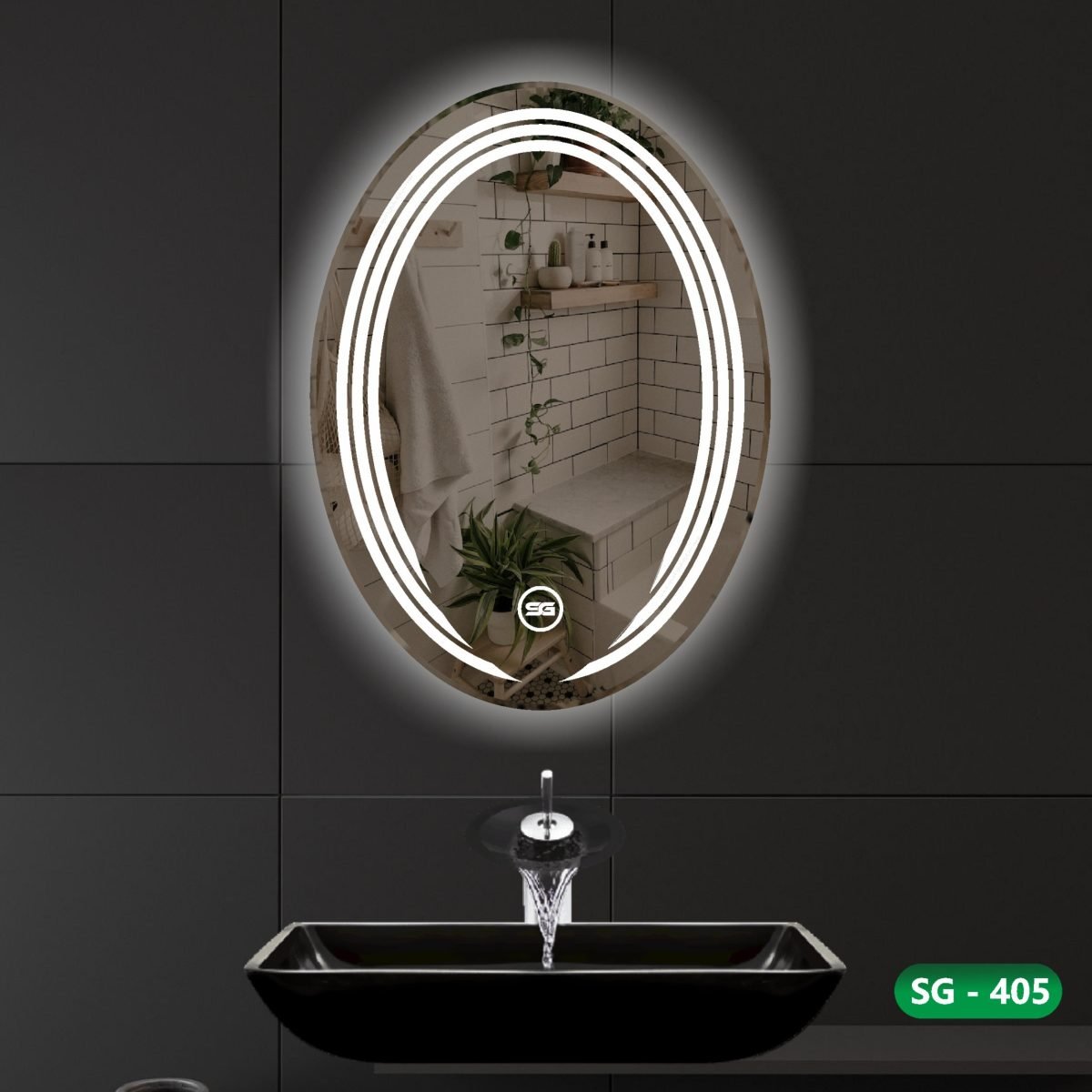 Spark Global Glass Oval Led Mirror with Sensor Dual light for Bathroom,Bedroom,Living Room,Washbasin - Image 1