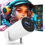 New upgraded HY300 Pro smart projecto LED Projector Android 11.0 WiFi 6 BT 5.0 Portable Home Theater Projector Durable and Convenient Automatic keystone correction