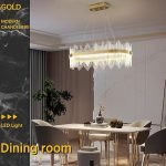 Modern Crystal Chandelier,Flush Mount Chandelier LED Gold Pendant Light Ceiling Light Fixture Hanging Lamp for Kitchen Living Room Bedroom Hallway Staircase [Energy C - Image 3