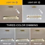 Modern Crystal Chandelier,Flush Mount Chandelier LED Gold Pendant Light Ceiling Light Fixture Hanging Lamp for Kitchen Living Room Bedroom Hallway Staircase [Energy C - Image 2