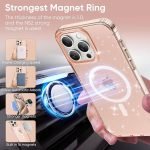 R-fun Crystal Glitter Magnetic Clear Case for iPhone 13 Pro Max, [Anti-Yellowing] [Military Grade Protection] Compatible with iPhone 13 Pro Max (6.7"), Glitter Rose Gold - Image 2