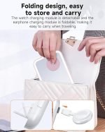 3 in 1 Mirror Foldable Charging Station for Apple Products, Fast Wireless Charger Travel Dock Adapter&Light Compatible with iPhone 15/14/13/12/11/XS,for iWatch Ultra/9/8/7/6/SE/5,Air pods 3/2/Pro/2 - Image 3