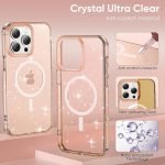 R-fun Crystal Glitter Magnetic Clear Case for iPhone 13 Pro Max, [Anti-Yellowing] [Military Grade Protection] Compatible with iPhone 13 Pro Max (6.7"), Glitter Rose Gold - Image 5