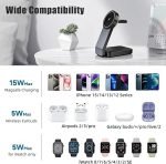 Inductive Ladestation, 3 in 1 Magnetic Cable Ladegerät 15w for iphone 16 15 14 13 Pro Max, Apple Ladestation for iwatch 10 9 Ultra 8, Luminous Wireless Charger for Airpods Pro 3/2 - Image 5
