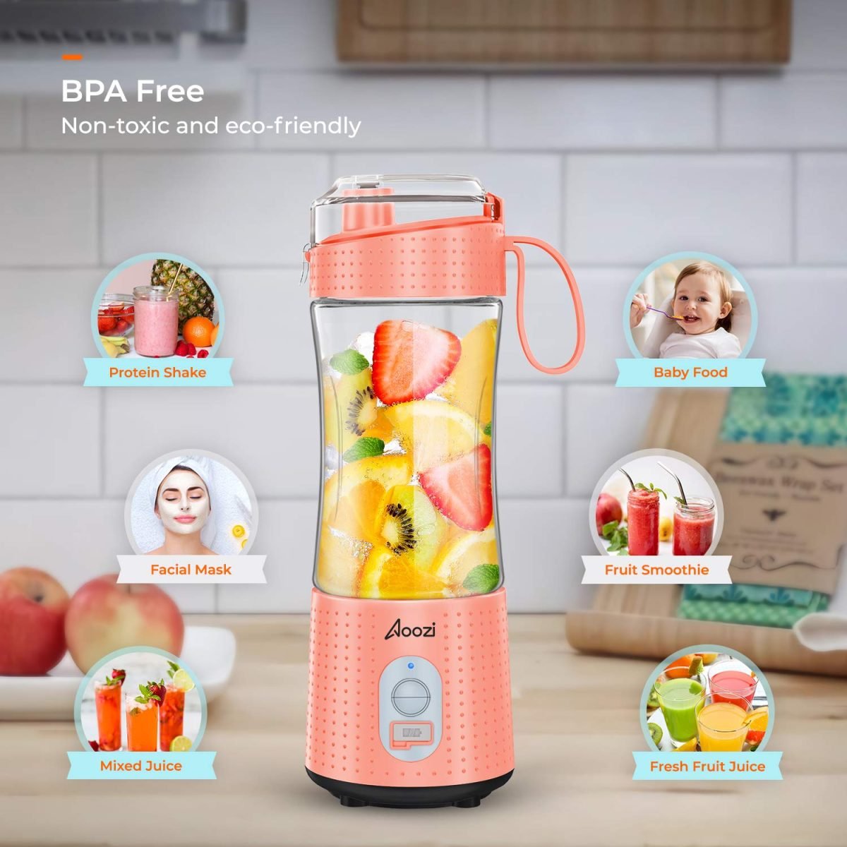 Portable Blenders, Personal Size Blender Smoothies and Shakes, Mini Blender 4000 mAh USB Rechargeable with Six Blades, Handheld Blender Sports,Travel - Image 6