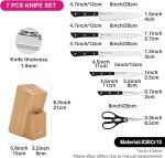 Fissman 7-Piece Knife Set Kanematsu with Wooden Block X30Cr13 Steel, Chef Knife 20cm, Slicing Knife 20cm,Bread Knife 20cm,Utility Knife 13cm,Pairing Knife 9cm,MultiFunctional Scissor 20cm - Image 5