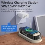 VOILEIPAGI Wireless Charging Digital Alarm Clock 15W, RGB Night Light, Snooze, 12/24H, 3-Level Brightness, Dual Alarm Clock for Heavy Sleepers, Bedroom Bedside Clock - Beige - Image 4